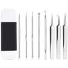 8 Pcs Stainless Steel Blackhead Remover Pimple Extractor Tool Kit with Metal Case for Pimples, Blackheads, Zit Removing for Face Nose view 1