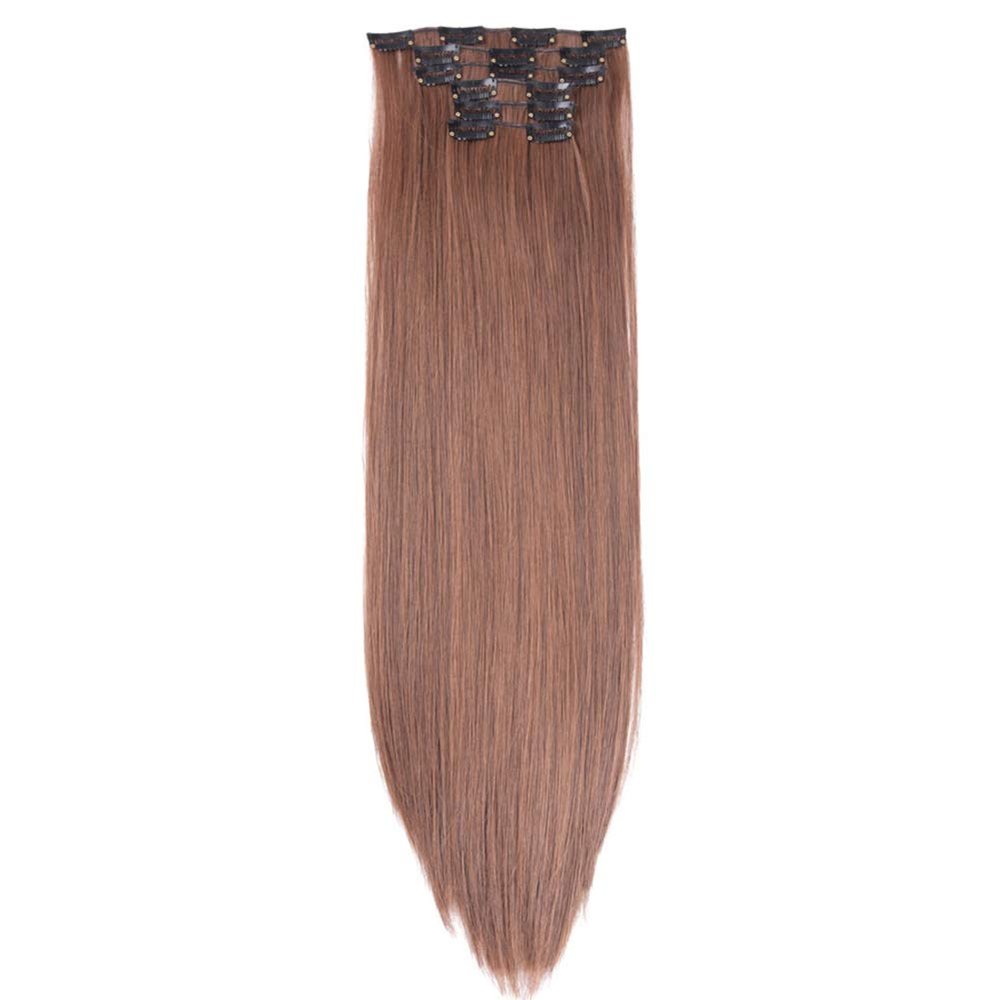6Pcs/Set Hairpiece 140G Straight 16 Clips Hair Bundle Synthetic Clip In Extensions 22" Heat Resistant #4-30