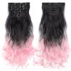 22" Synthetic Long Curly Hair Heat Resistant Women Hair Extension 6 pcs/Set Clip In Ombre Hairpiece1BT2317# view 1