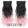 22" Synthetic Long Curly Hair Heat Resistant Women Hair Extension 6 pcs/Set Clip In Ombre Hairpiece1BT2317# view 2