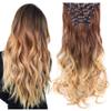 22" Synthetic Long Curly Hair Heat Resistant Women Hair Extension 6 pcs/Set Clip In Ombre Hairpiece1BT2317# view 3