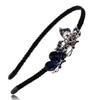 3 Pcs Retro Rhinestone Crystal Headband Flannelette Wraped Alloy Hair Band Hair Hoop Fashion Elegant Hair Accessorie for Women (B#) view 4