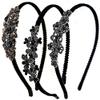 3 Pcs Retro Rhinestone Crystal Headband Flannelette Wraped Alloy Hair Band Hair Hoop Fashion Elegant Hair Accessorie for Women (A#) view 1