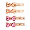 4 Pcs Sweet Bowknot Hair Barrette Duckbill Clip Shiny Rhinestone Crystal Crocodile Clip Bangs Side Clip Hair Clip Hair Pin Women Styling Tools Accessories (Champagne + Pink) view 1
