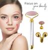 Face Roller Massager Jade Set, Under-Eyes Press Facial Tool for Woman, Rose Quartz Electric Vibrating Body Contour Beauty Kit (Silver) view 2