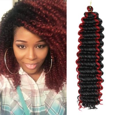 20 Inch AU-THEN-TIC Deep Twist Crochet Hair Braids KANEKALON fiber Deep Wave Crochet Braid Hair Synthetic Extensions (20 Inch (Pack of 6), P1B/BG-Piano Off Black and Burgundy)