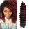 20 Inch AU-THEN-TIC Deep Twist Crochet Hair Braids KANEKALON fiber Deep Wave Crochet Braid Hair Synthetic Extensions (20 Inch (Pack of 6), P1B/BG-Piano Off Black and Burgundy) view 1