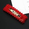 2 Pcs Sweet Red Imitation Pearls Hair Barrettes Fashion Alloy Side Clip Hairpin Hair Clips Wedding Bride Hair Accessories for Women (C#) view 4