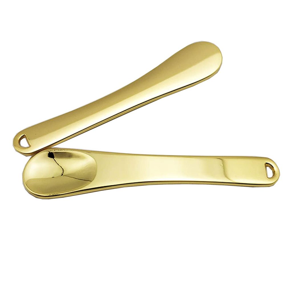 2Pcs Mini Metal Cosmetic Spatulas Facial Cream Mask Spoon Stick Mixing Spatulas Makeup Scoop for Mixing and Sampling Makeup Cosmetic Beauty Tools, Gold