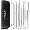 MENOLY Pimple Popper Tool Kit 10 Pcs Blackhead Remover Tool Zit Popper for Blemish, Pimple Comedone Extractor Acne Tool for Blackheads, Acnes, Whiteheads Nose Face with Leather Bag view 1