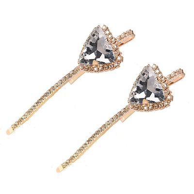 2 Pcs Crystal Hair Pins Rhinestone Hair Clips Alloy Bobby Pins Side Clip Hair Barrettes Hair Styling Clips for Women Lady (White)