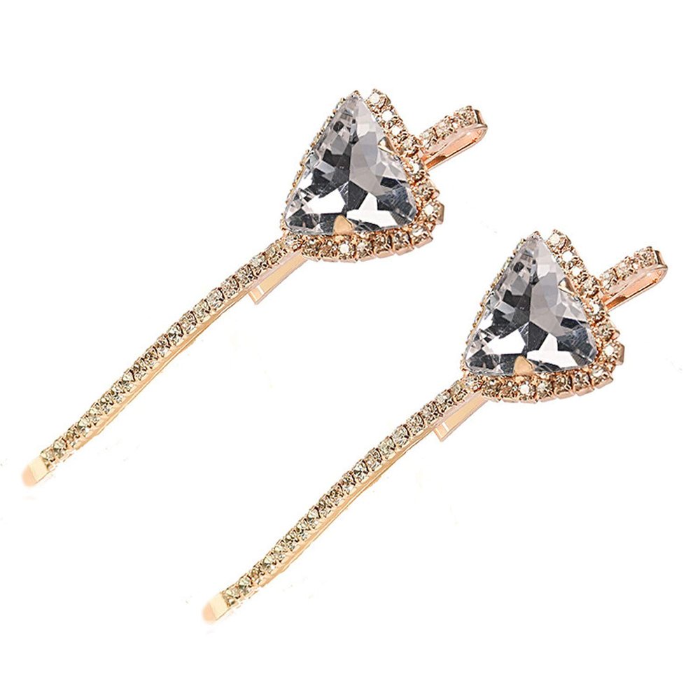 2 Pcs Crystal Hair Pins Rhinestone Hair Clips Alloy Bobby Pins Side Clip Hair Barrettes Hair Styling Clips for Women Lady (White)