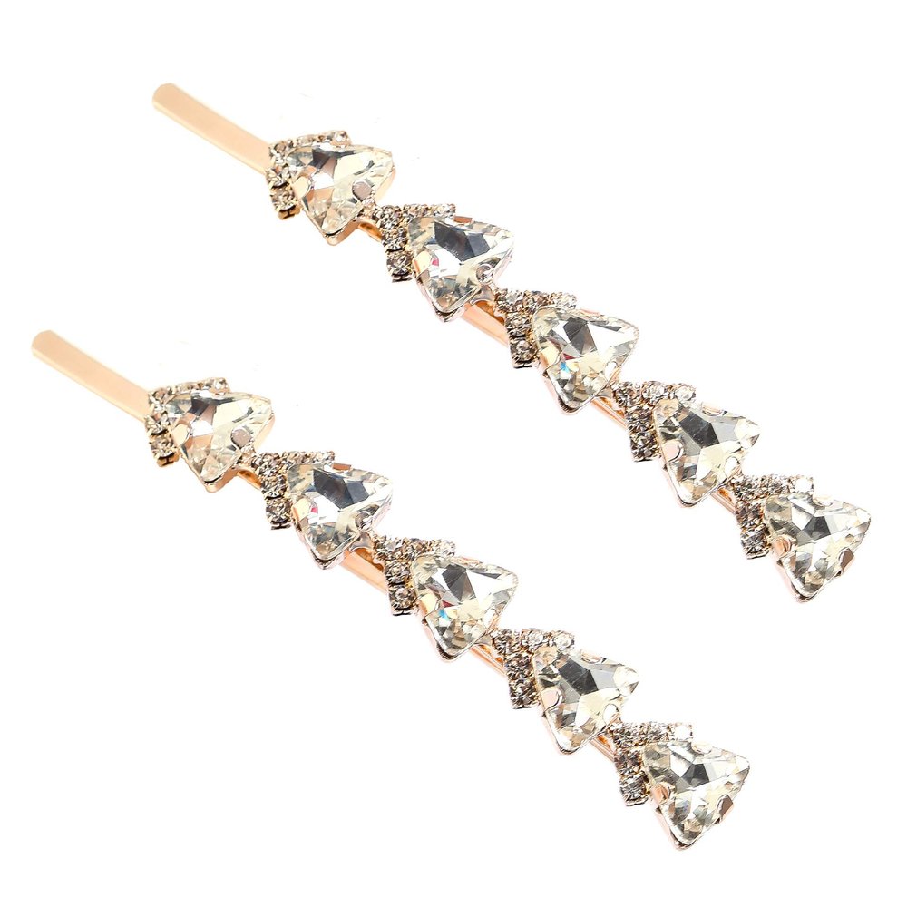 2PCS Rhinestone Alloy Bobby Pins Side Clip Crystal Hairpin Hair Clip Barrettes Hair Accessories for Women Lady (White)