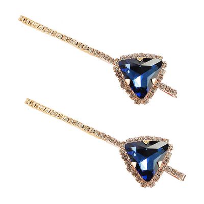 2 Pcs Crystal Hair Pins Rhinestone Hair Clips Alloy Bobby Pins Side Clip Hair Barrettes Hair Styling Clips for Women Lady (Blue)