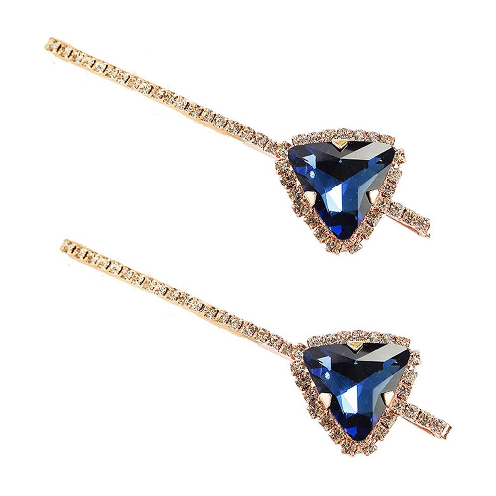 2 Pcs Crystal Hair Pins Rhinestone Hair Clips Alloy Bobby Pins Side Clip Hair Barrettes Hair Styling Clips for Women Lady (Blue)