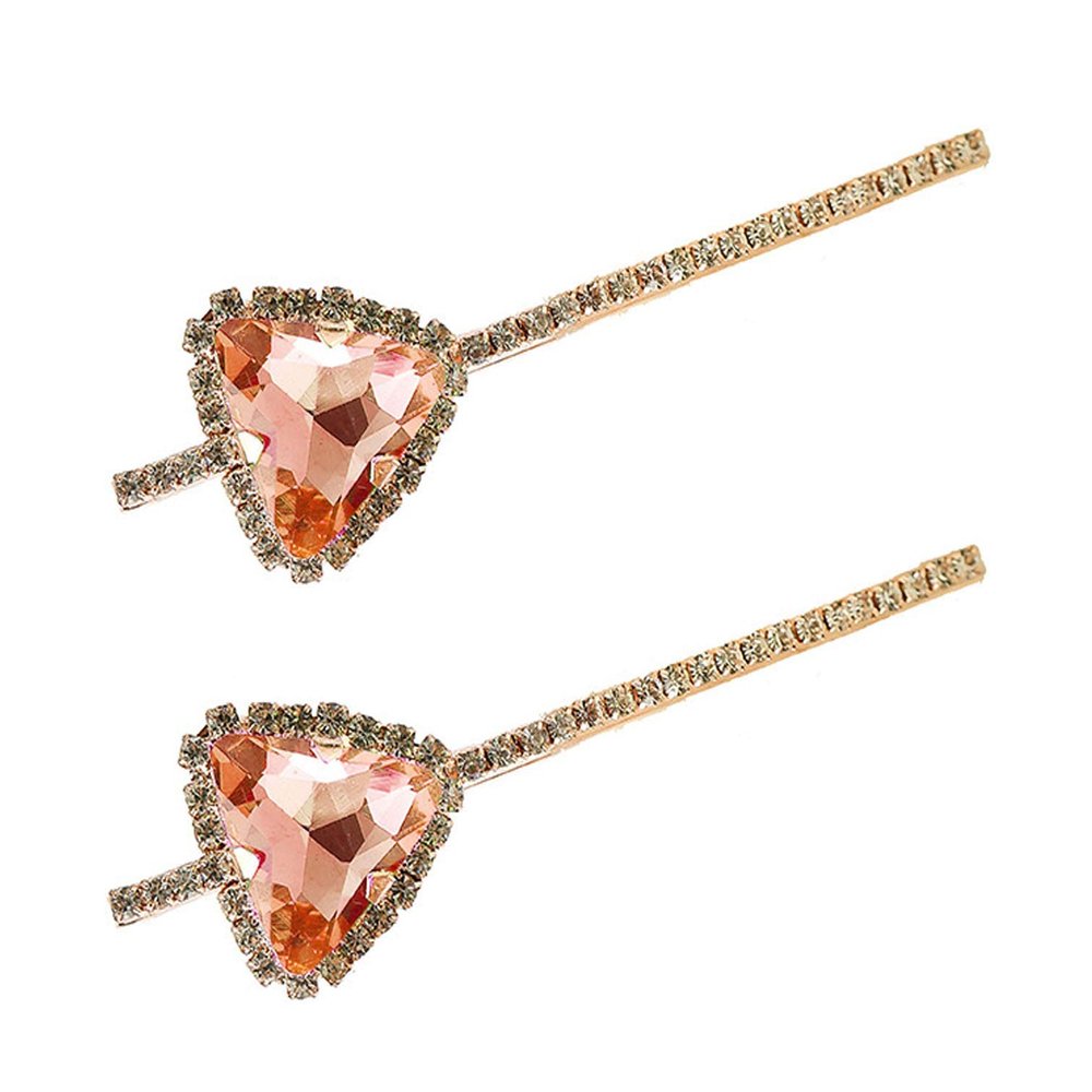 2 Pcs Crystal Hair Pins Rhinestone Hair Clips Alloy Bobby Pins Side Clip Hair Barrettes Hair Styling Clips for Women Lady (Pink)