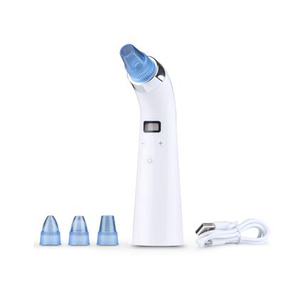 Caroula Beauty Facial Blemish & Blackhead Remover Tool, LED Display, USB Rechargeable Pore/Acne Cleaner, 4 Interchangeable Heads