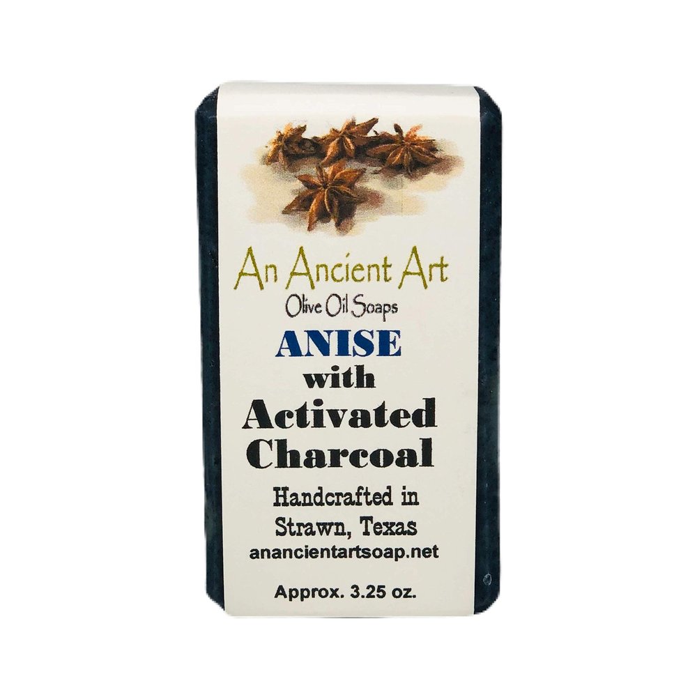 Ancient Art Soap 3.25oz All Natural Handcrafted Olive Oil Soap Bar (Anise with Activated Charcoal)