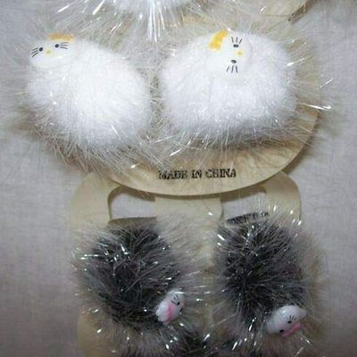 12 Pair New Fuzzy Ball Cat Hair Ties (12)