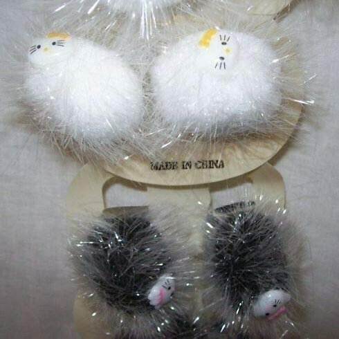 12 Pair New Fuzzy Ball Cat Hair Ties (12)