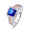 Empsoul 925 Sterling Silver Women's 7x7mm Princess Cut Filled Royalblue Quartz Rose Gold Weave Mystic Promise Wedding Ring Size 6 view 1