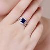 Empsoul 925 Sterling Silver Women's 7x7mm Princess Cut Filled Royalblue Quartz Rose Gold Weave Mystic Promise Wedding Ring Size 6 view 2