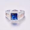 Empsoul 925 Sterling Silver Women's 7x7mm Princess Cut Filled Royalblue Quartz Rose Gold Weave Mystic Promise Wedding Ring Size 6 view 3
