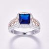 Empsoul 925 Sterling Silver Women's 7x7mm Princess Cut Filled Royalblue Quartz Rose Gold Weave Mystic Promise Wedding Ring Size 6 view 4