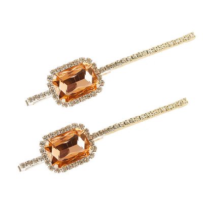 2PCS Crystal Hair Pins Rhinestone Hair Clips Bobby Pins Hair Barrettes for Women Ladies Girls (Pink)