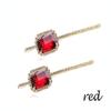 2PCS Crystal Hair Pins Rhinestone Hair Clips Bobby Pins Hair Barrettes for Women Ladies Girls (Red) view 2