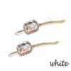 2PCS Crystal Hair Pins Rhinestone Hair Clips Bobby Pins Hair Barrettes for Women Ladies Girls (White) view 2