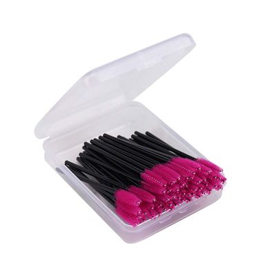 100 Pcs Disposable Eyelash Mascara Brushes with Case, Cozylkx Wands Applicator Makeup Brush Makeup Kits, Rose Red