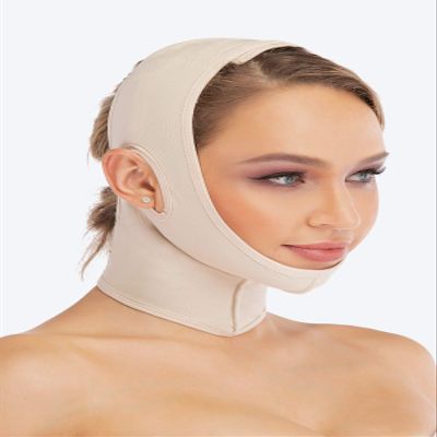 Chin strap Support Band Neck Bandage Mentonera Post Surgery Face Lifting Slimmer Chin Lift Facial Compression (Medium, BEIGE)