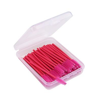 50 Pcs Disposable Eyelash Mascara Brushes with Case, Cozylkx Wands Applicator Makeup Brush Makeup Kits, Red