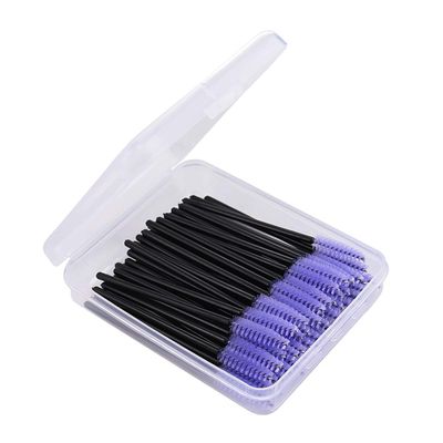 50 Pcs Disposable Eyelash Mascara Brushes with Case, Cozylkx Wands Applicator Makeup Brush Makeup Kits, Purple