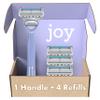 joy Razors for Women, 1 Handle, 4 Razor Blade Refills, Lavender, Lubrastrip to Help Avoid Skin Irritation view 1