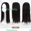 Yanamy 22" Emulational Synthetic Hair Toppers with Natural Middle Parting Clips in Wiglet Topper for Women, Black view 2