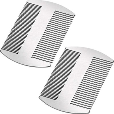 Boao 2 Pcs Metal Hair Combs for Women Men Stainless Steel Beard Mustache Comb Credit Card Size Lice Wallet Pocket Fine Cutting Teasing Barber Hair Styling Dandruff Remove Dreadlock(Silver)