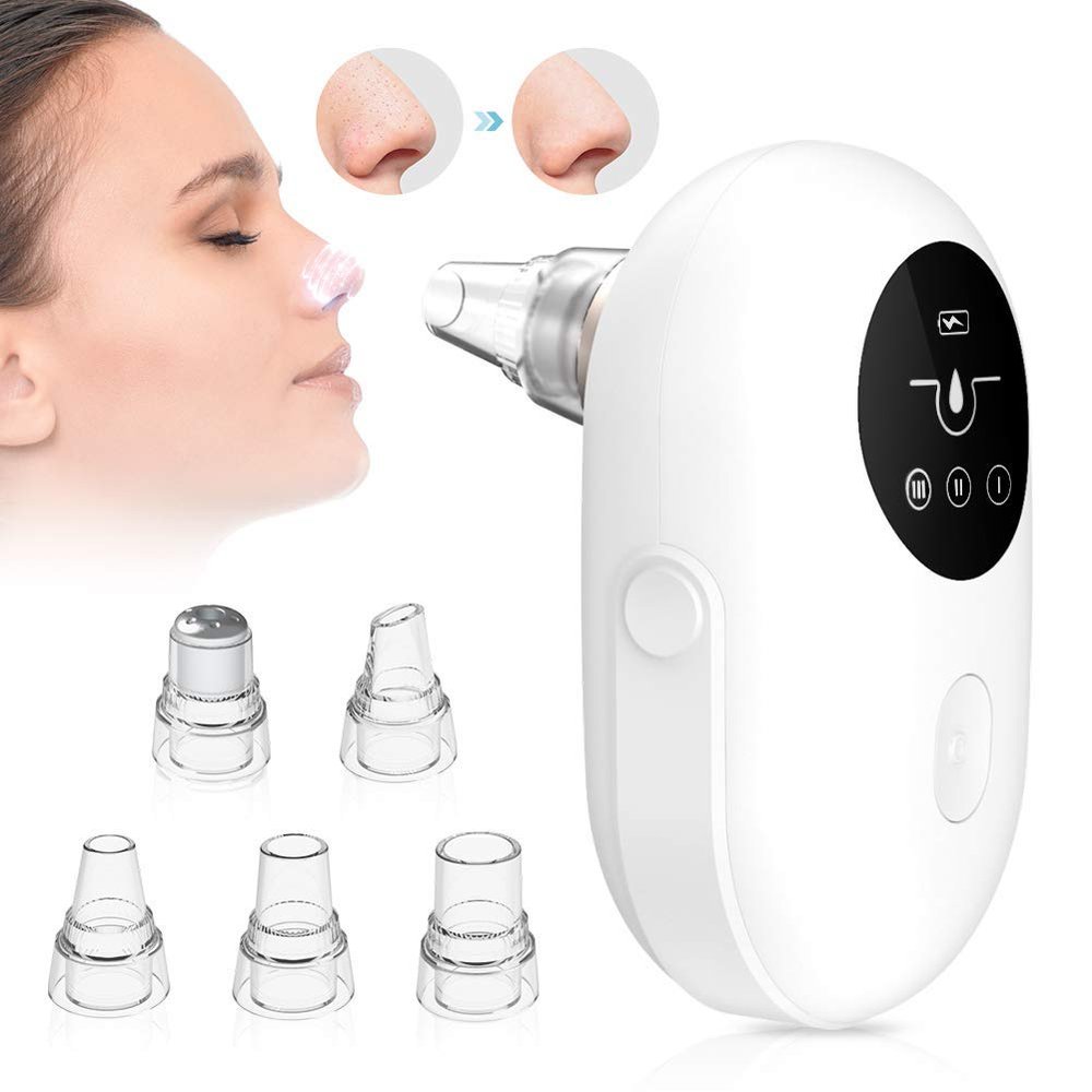 Blackhead Remover Vacuum, Rechargeable Electric Blackhead Remover Blemish Acne Comedone Pimple Cleaner Removal Kit with 3 Suction Modes and 5 Replacement Probes for Men Women(Silver)