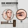 OVENTE 7" Wall Mounted Makeup Mirror with 1X/10X Magnification, Double Sided Magnifying Round Bathroom Vanity Mirror, 360 Swivel Design, Extendable and Folding Arm, Antique Bronze MNLFW70ABZ1X10X view 2