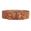 Andongnywell Women Flower Wide Waist Belt Elastic Stretch Rose Double Flower Belts for Dress High Waist Belts Waist Band (Camel) view 1