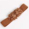 Andongnywell Women Flower Wide Waist Belt Elastic Stretch Rose Double Flower Belts for Dress High Waist Belts Waist Band (Camel) view 2