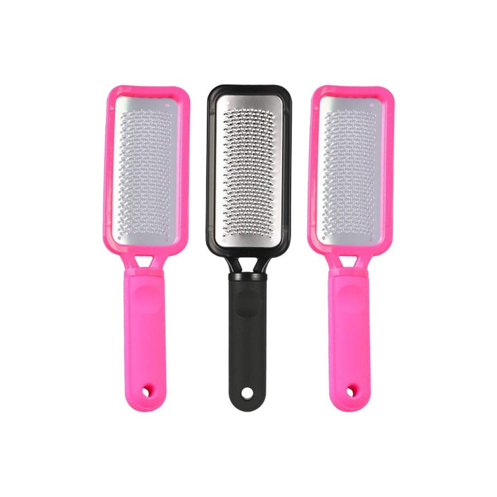 3pcs Double Sided Foot Grinding Tool Professional Stainless Steel Pedicure File Rosy Foot File Pink Sandpaper Boards for Smooth Use