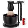 Amazing Razor Shaving Kit - Black Men's Shaving & Grooming Set - Safety Razor, Brush, Stand, Soap Bowl, Stainless Blades view 1
