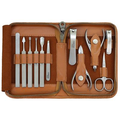 Cosmo Edge 11 in 1 Professional Stainless Steel Manicure Set Pedicure Set Professional Grooming Kit with Leather Travel Case and Gift Box