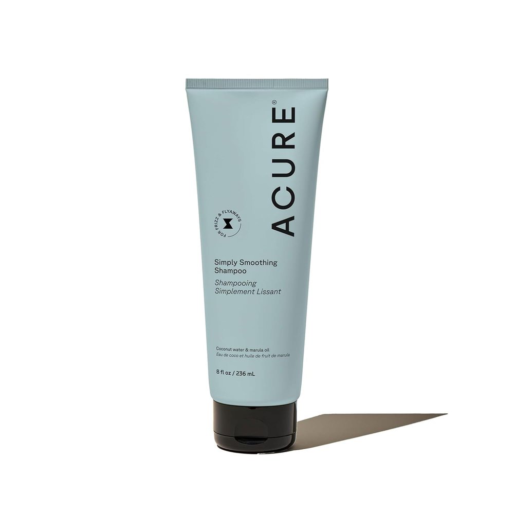 Acure Simply Smoothing Shampoo - Hydrating Anti Frizz Shampoo for Women & Men, Moisturize & Soften Frizzy, Dry, Damaged Hair & Scalp w/ Coconut Water, Vegan, Paraben Free, Sulfate Free - 8 fl oz