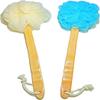 2-Pack Shower Loofah Body & Back Scrubber - Exfoliating Loofah luffa loofa Bath Brush On a Stick - with Long Wooden Handle Back Brush for Men & Women - Easy Reach Body Wash & Lotion Applicator view 1