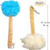 2-Pack Shower Loofah Body & Back Scrubber - Exfoliating Loofah luffa loofa Bath Brush On a Stick - with Long Wooden Handle Back Brush for Men & Women - Easy Reach Body Wash & Lotion Applicator view 3