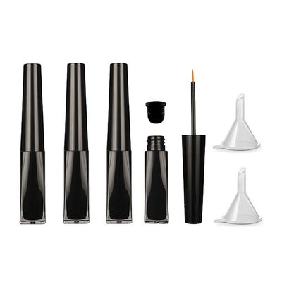 4 Pieces 3ml Empty Eyeliner Tubes with Refillable Eyelash Growth Liquid Bottle Plastic Eyeliner Vials Tube with Brush Eyelash Growth Oil Mascara Tube Come with 2 Mini Palstic Funnels, Black