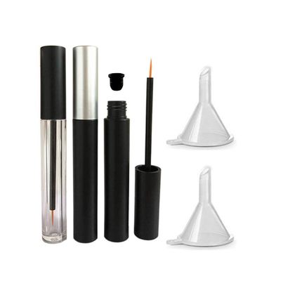3 Pieces 5ml Empty Eyeliner Tubes Refillable Eyelash Growth Liquid Bottle Plastic Eyeliner Vials Tube with Brush Eyelash Growth Oil Mascara Tube for Cosmetics Come with 2 Mini Palstic Funnels